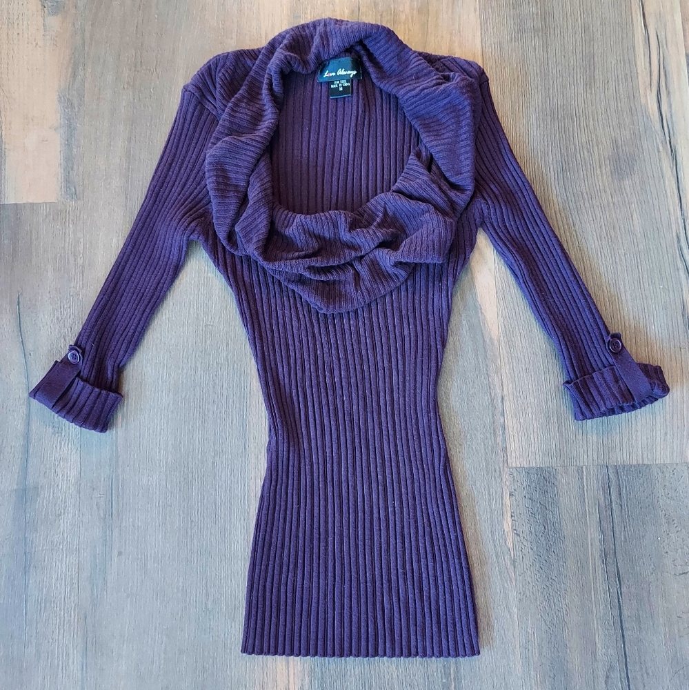Cowl Neck Purple Sweater